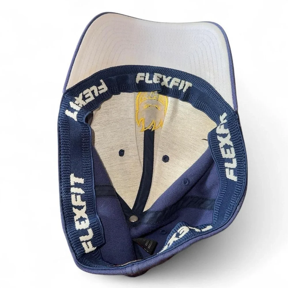 Vintage Spitfire Wheels Flexfit Wool Hat Cap Blue Yellow Skater Streetwear L/XL